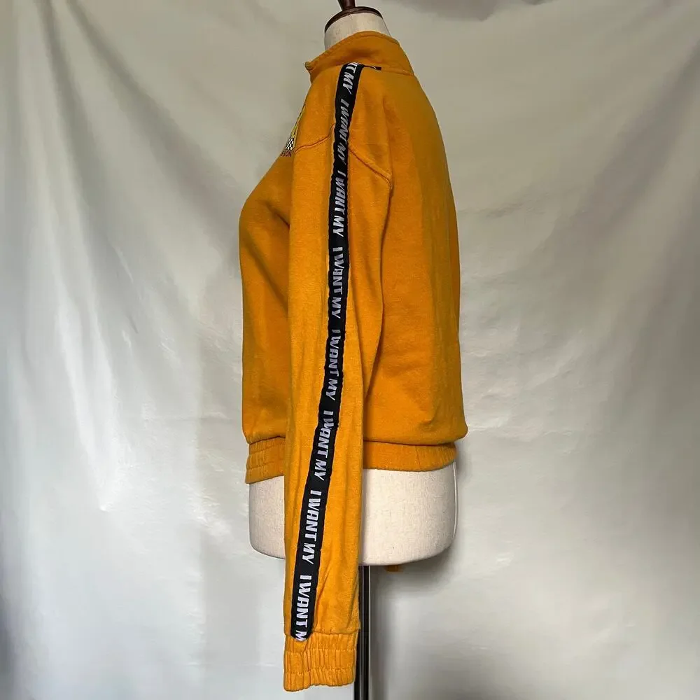 MTV Y2K Mustard 1/4 Zip Womens Sweeatshirt I Want My MTV Graphic Retro 90s - Picture 5 of 12